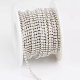 1 Yard SS6 White Opal colour Silver Metal Rhinestone Chain Banding